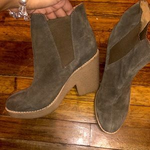 Olive Green Chunk Heels